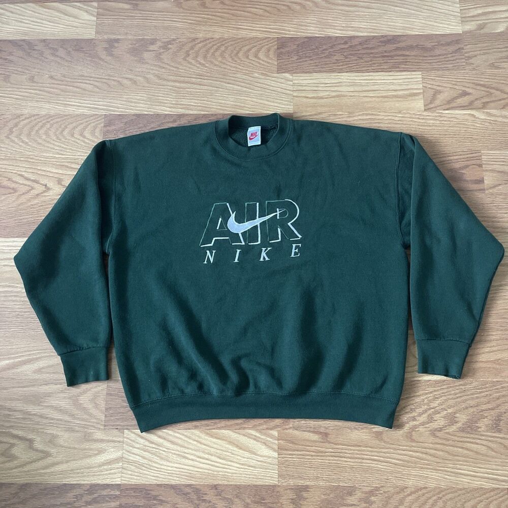 Vintage 90s Nike Air Green Crewneck Sweatshirt Size XL